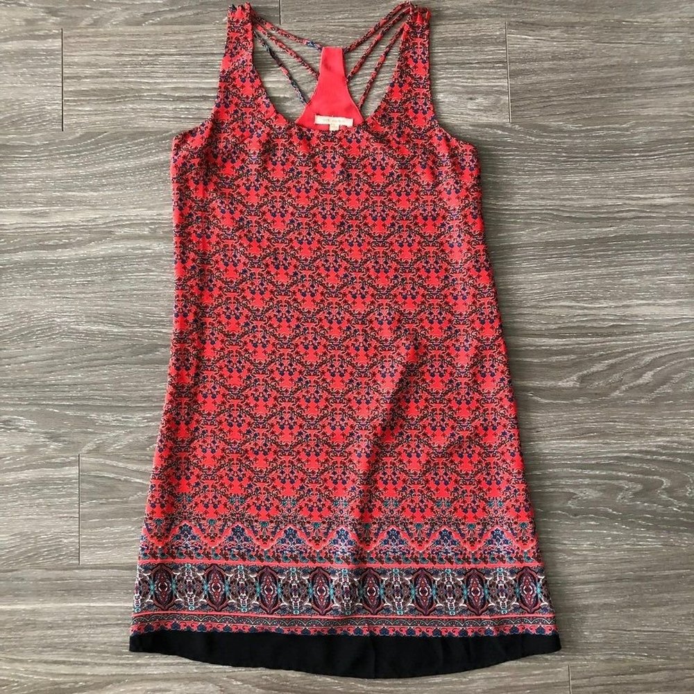 Skies Are Blue Floral Print Chiffon Scoop Neck Shi